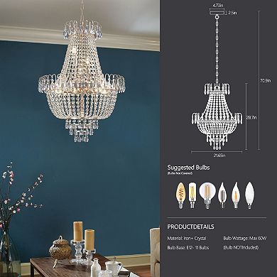 ELEMENT ACE Large Crystal Chandelier Ceiling Light for Living Room & Dining Room