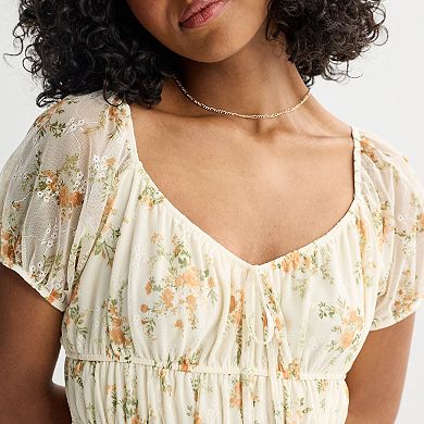 Juniors' Pink Republic Floral Lace Midi Dress