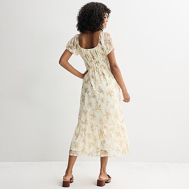 Juniors' Pink Republic Floral Lace Midi Dress