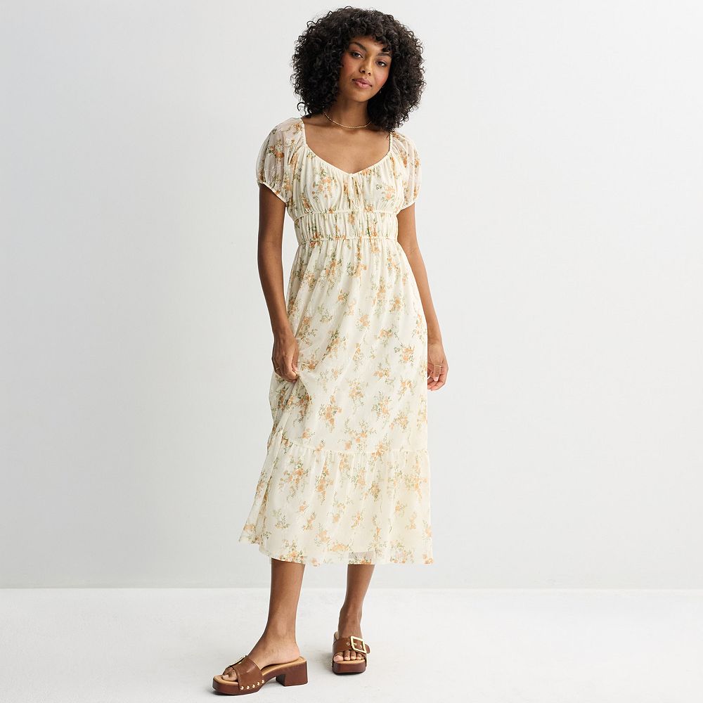 Juniors' Pink Republic Floral Lace Midi Dress