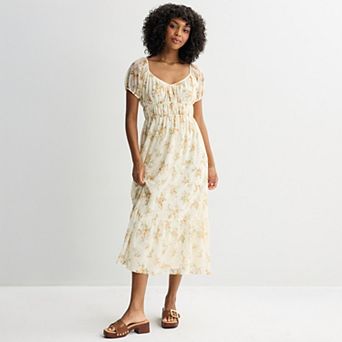 Juniors' Pink Republic Floral Lace Midi Dress