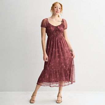Juniors' Pink Republic Floral Lace Midi Dress