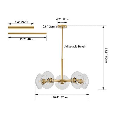 ELEMENT ACE Modern 5-Light Sputnik Chandelier with Clear Glass Shades Mid-Century Pendant