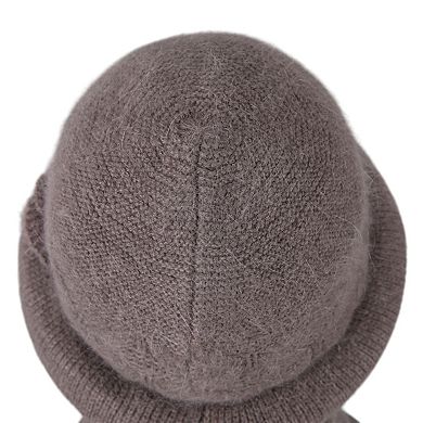 Women's Soft Knit Winter Hat with Rolled Brim and Elegant Floral Detail