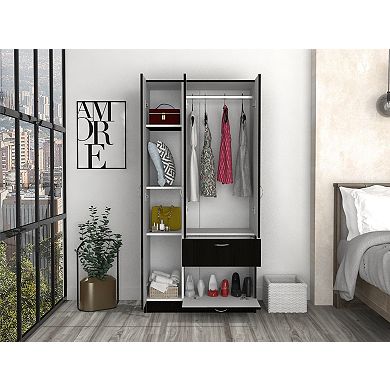 Primavera Armoire, Double Door Cabinets, One Drawer, Metal Rod, Five Shelves