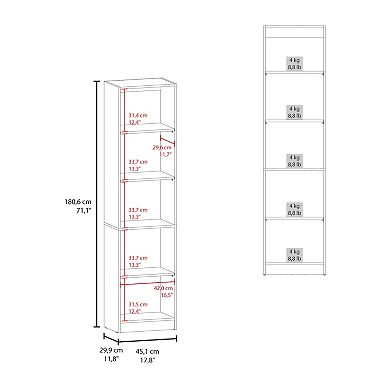 Home Slim 5 Shelves Narrow Bookcase With Open Shelves