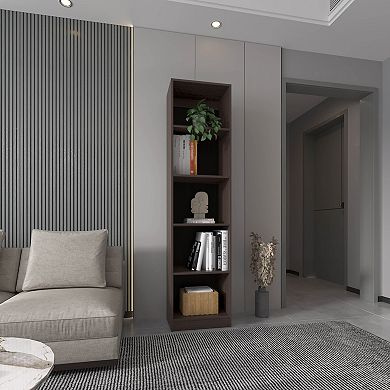 Home Slim 5 Shelves Narrow Bookcase With Open Shelves