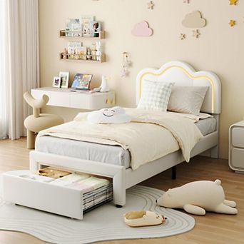 Upholstered Bed Frame with Smart LED and Adjustable Headboard