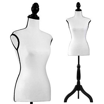 Female Torso Mannequin, Adjustable 52-64”, Lightweight, Easy Assembly, Tripod Stand (White)