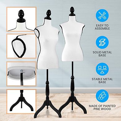 Female Torso Mannequin, Adjustable 52-64”, Lightweight, Easy Assembly, Tripod Stand (White)