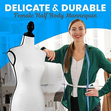 Female Torso Mannequin, Adjustable 52-64”, Lightweight, Easy Assembly, Tripod Stand (White)