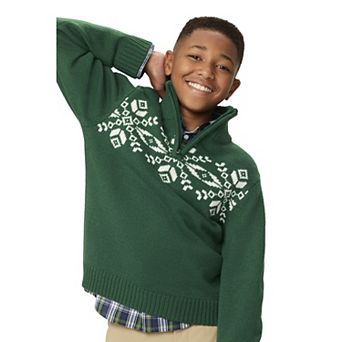 Boys 4-20 IZOD 2 pc Quarter Zip Sweater & Button Front Plaid Shirt Set in Regular & Husky
