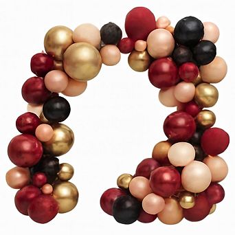 Burgundy & Black Balloon Arch Kit with Gold for Birthday, Anniversary & Holiday Parties