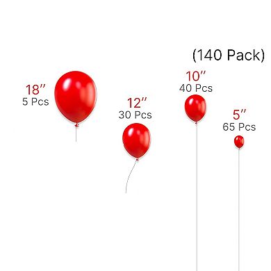 140Pcs Red Balloon Arch Kit for Parties, Birthday, Graduation, & Anniversaries