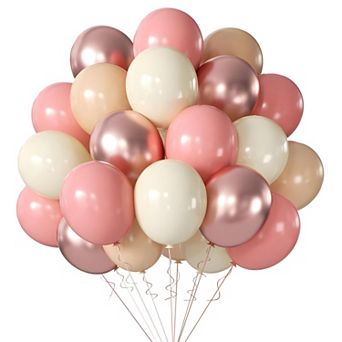 60 pc Retro Blush Pink Balloons in Dusty Pink Metallic Chrome Rose Gold for Events and Decor