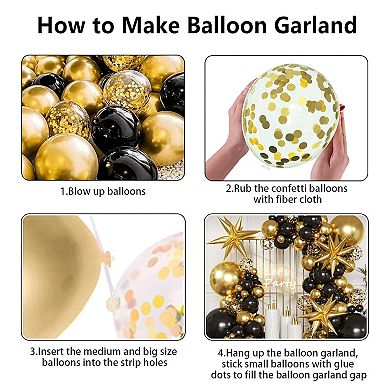 Black & Gold Balloon Arch Kit Party Decorations for Birthday, Bachelorette, Graduation & More