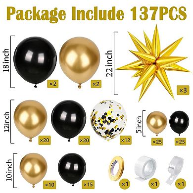 Black & Gold Balloon Arch Kit Party Decorations for Birthday, Bachelorette, Graduation & More
