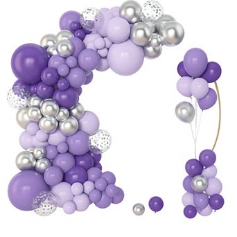 153 pc Lavender Purple Balloon Arch Set Metallic Confetti Balloons