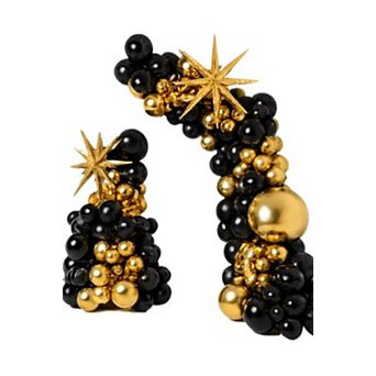Black & Gold Balloon Arch Kit, 110 pc with Starburst Balloons for Parties, Weddings, & More