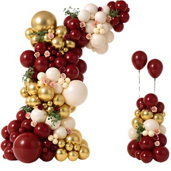 131 pc Burgundy Sand Garland Kit Gold Nude Balloons