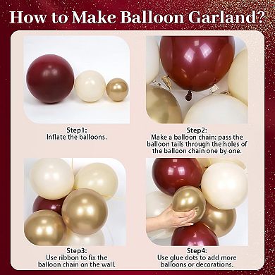 131 Pcs Burgundy Sand Garland Kit Gold Nude Balloons