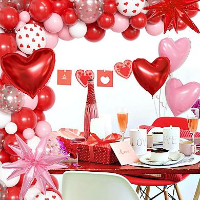 167-Pc Valentine's Balloon Arch Kit with Heart & Confetti Balloons for Parties
