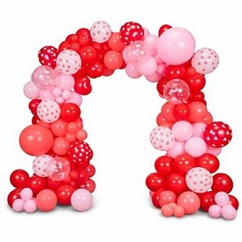 160 pc Valentine's Balloon Arch Kit with Red & Pink Hearts for Weddings & Parties