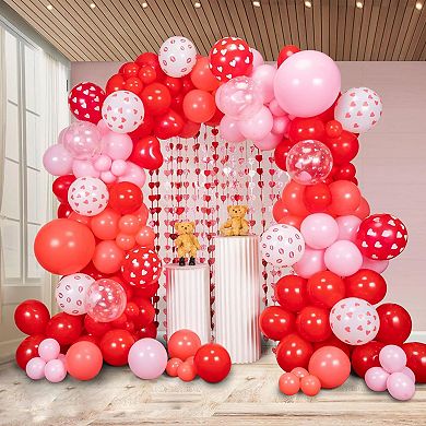 160pcs Valentine's Balloon Arch Kit with Red & Pink Hearts for Weddings & Parties