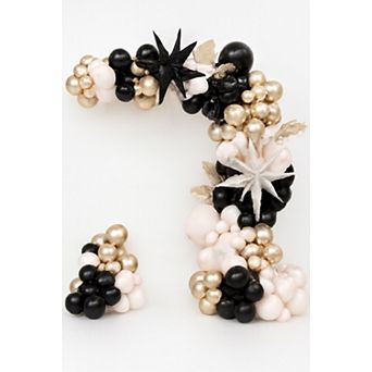 Black & Gold Balloon Arch Kit with Star Foil Balloons for New Year, Graduation & Party Decor