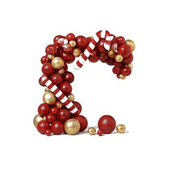 114 pc Christmas Balloon Arch Kit with Red, Gold, Gingerbread Man & Santa Foil Balloons
