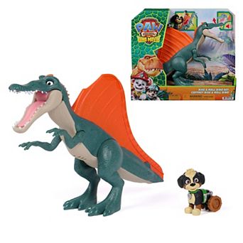 PAW Patrol: The Dino Movie Rise & Roll Dino Set 7-inch Spinosaurus Dinosaur Toy with Sounds & Rex Figure