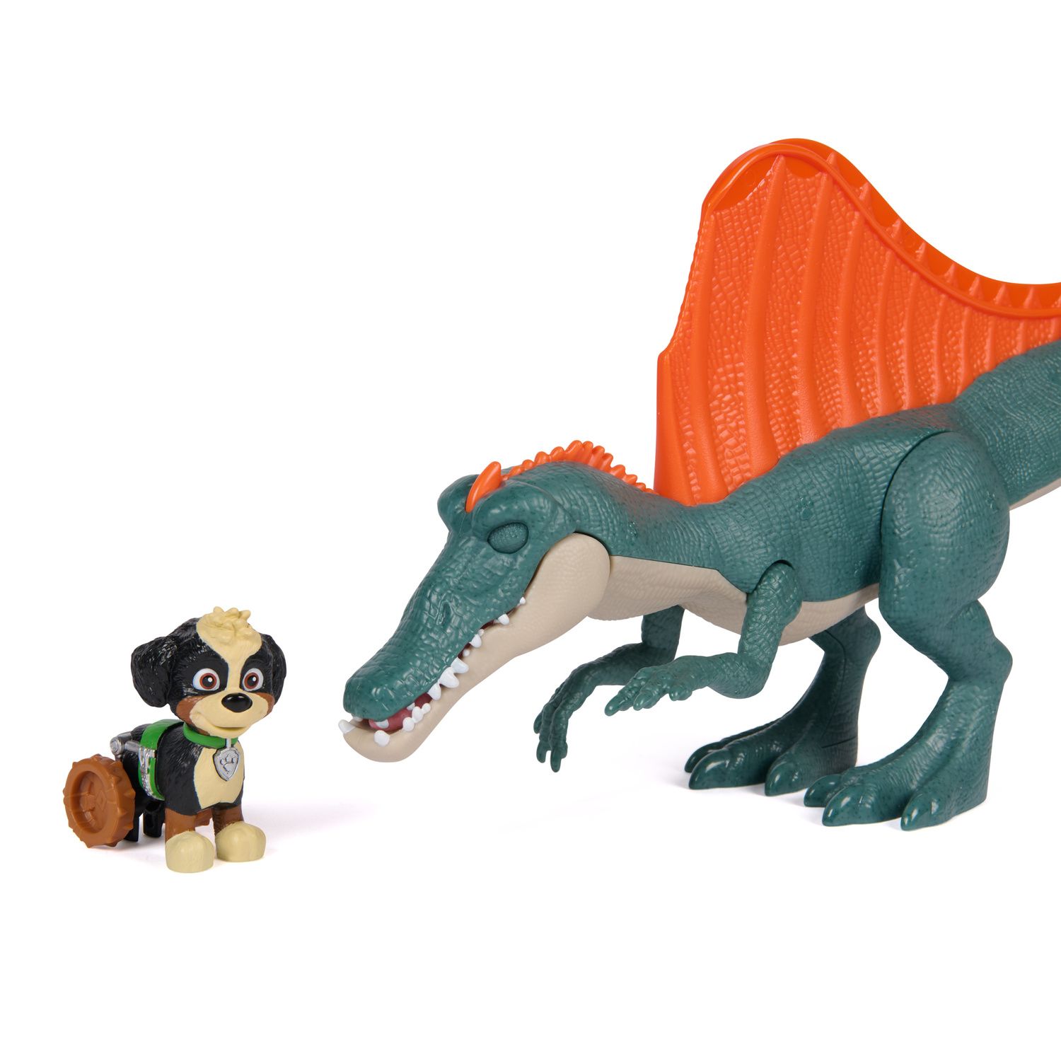Детские фигурки Paw Patrol The Dino Movie Rise & Roll Dino Set 7-inch Spinosaurus Dinosaur Toy with Sounds & Rex Figure — фото 6