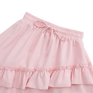 Girls High Waist Ruffle Maxi Skirt