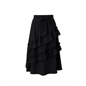 Girls High Waist Ruffle Maxi Skirt