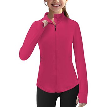 Girls Long Sleeve Full Zip Sun Protection Athletic Jackets with Pockets