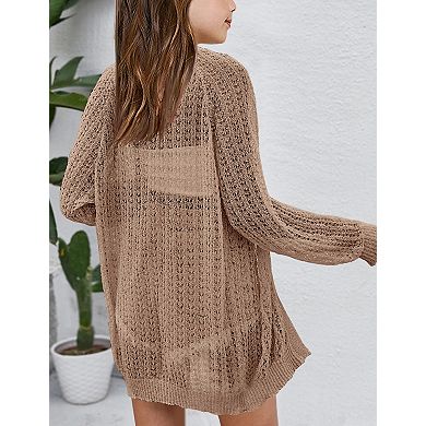 Girls Lightweight Cardigan Crochet Long Sleeve Soft Boho Cover UP