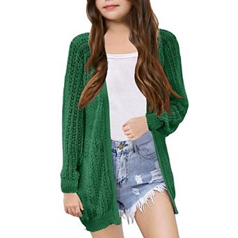 Girls Lightweight Cardigan Crochet Long Sleeve Soft Boho Cover UP