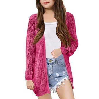 Girls Lightweight Cardigan Crochet Long Sleeve Soft Boho Cover UP
