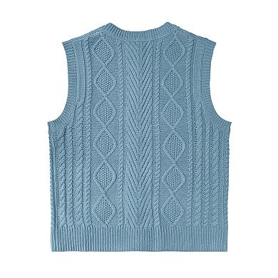 Girls Sweater Vest Sleeveless Button Down Knit Cardigan