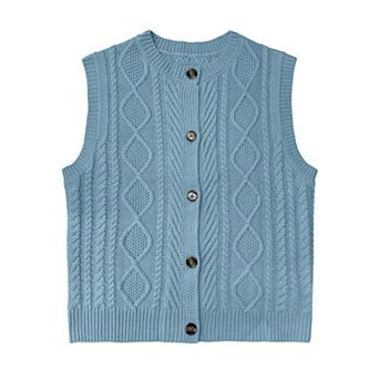Girls Sweater Vest Sleeveless Button Down Knit Cardigan