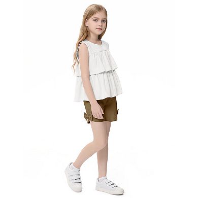 Girls Causal Sleeveless Top and Shorts Set with Pockets Two-Piece Outfit