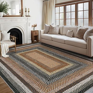 Modern Texture Brocade Print Area Rug Ultra Thin Non Slip Non Shedding Washable Mat for Living Room