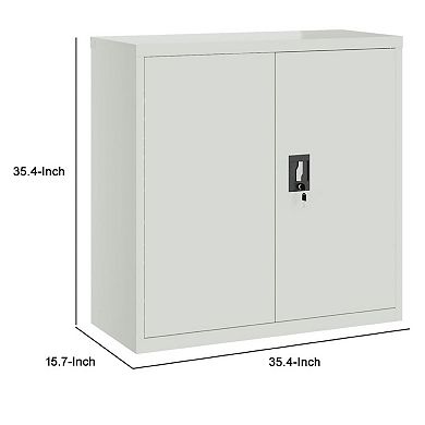 Filing Cabinet, Matte Gray Steel Body, 2 Adjustable Shelves, 35 Inch