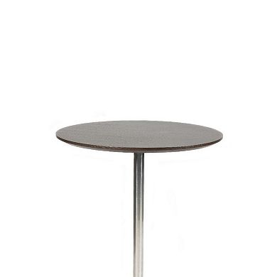 Dexo Bar Height Table, 30 Inch Espresso Brown Round Top, Chrome Steel