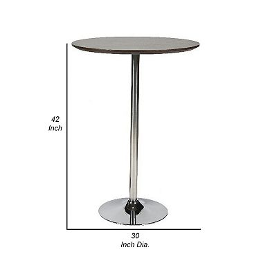 Dexo Bar Height Table, 30 Inch Espresso Brown Round Top, Chrome Steel