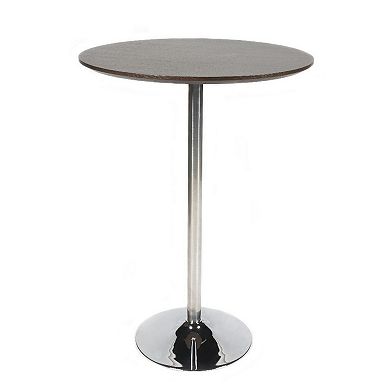 Dexo Bar Height Table, 30 Inch Espresso Brown Round Top, Chrome Steel