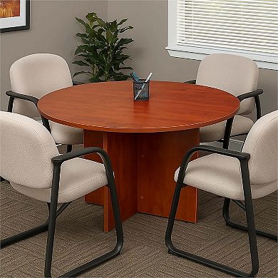 Zoa Round Office Meeting Table with Cross Base