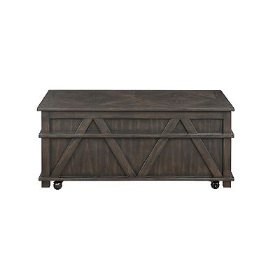 Leky Coffee Table, 44 Inch, 1 Lift Top with Shelf Underneath, Brown