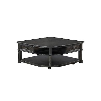 Riel Cocktail Coffee Table w Storage, 38 Inch Lift Top, Charcoal Black