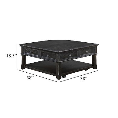 Riel Cocktail Coffee Table w Storage, 38 Inch Lift Top, Charcoal Black